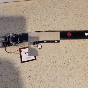 Coach Dog Collar Black Patent Leather with Charms  J7  Size XL
